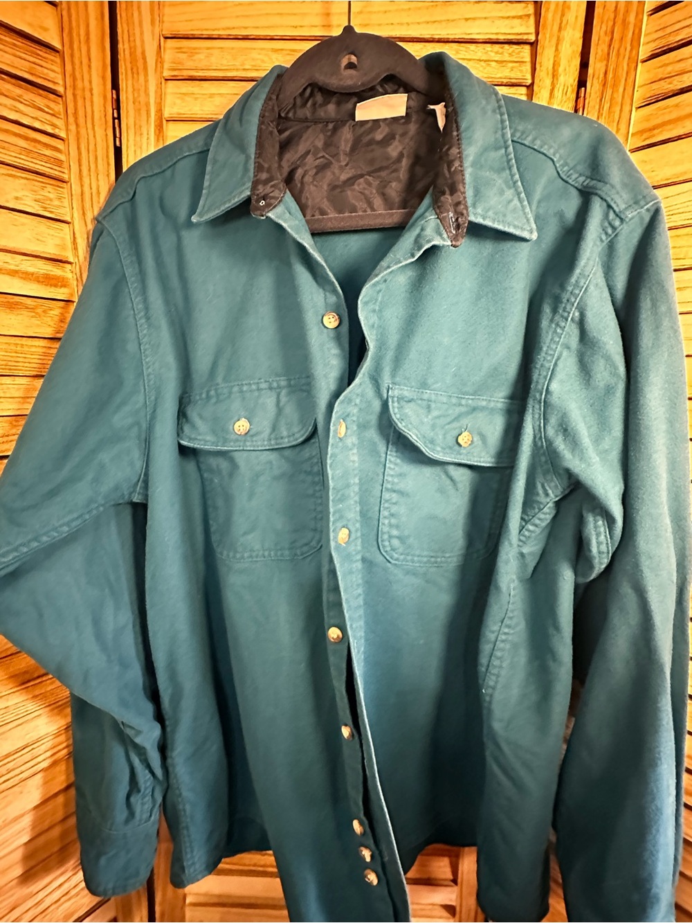 Vintage Field & Stream XL Teal Green Work Shirt Jacket Shacket Button